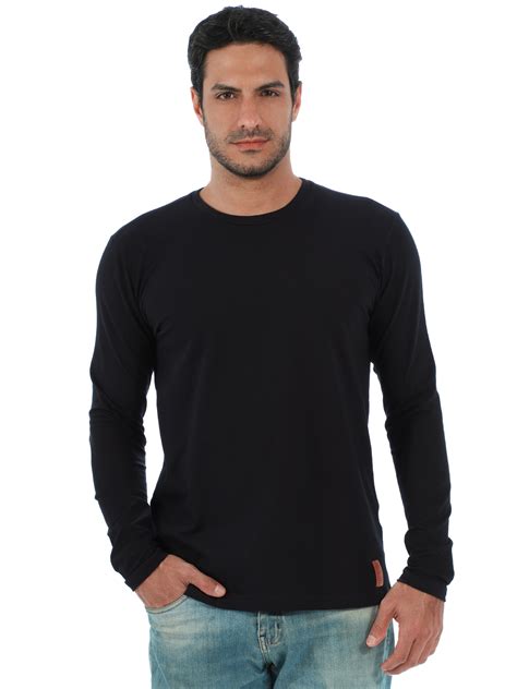 camiseta masculina manga longa preta|Camiseta masculina regular manga longa preta .